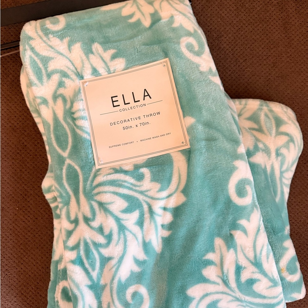 Tea Collection Turquoise and White Decorative Throw